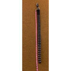 Hot Topic Unisex SM Black Double Grommet Faux Leather Belt NWT